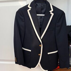 Navy and white suit jacket